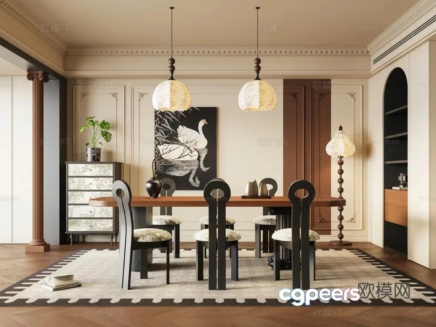 French retro restaurant 3d model