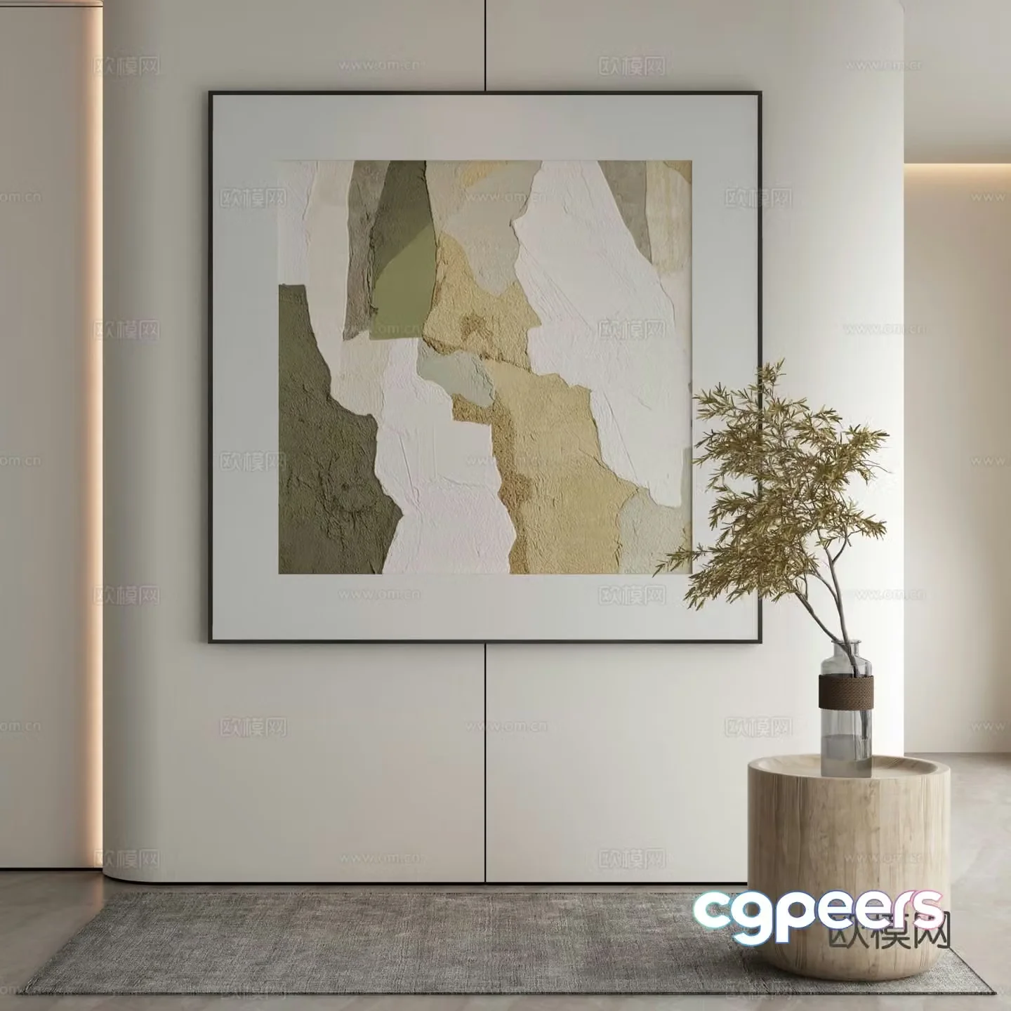 Modern texture painting decorative painting 3d model