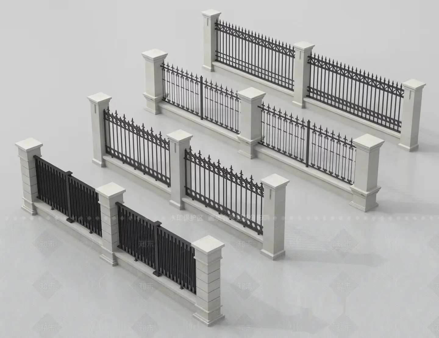 Decorative Metal Fence 3D Model – 2370 – VRAY Render