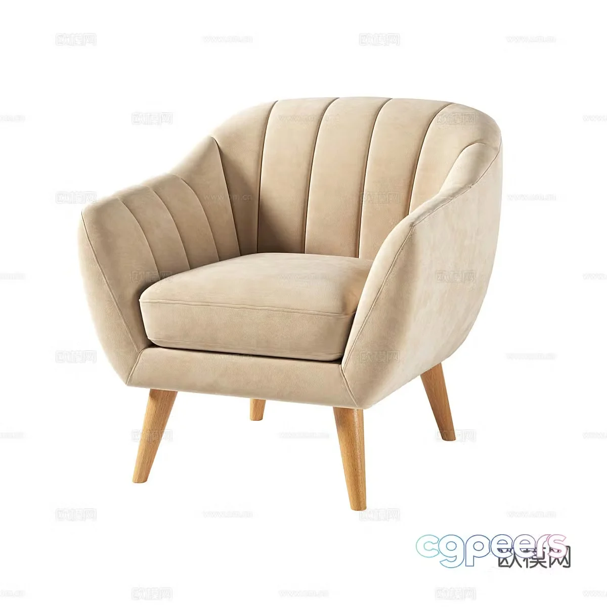 Modern Cream Doria Armchair 3d Model