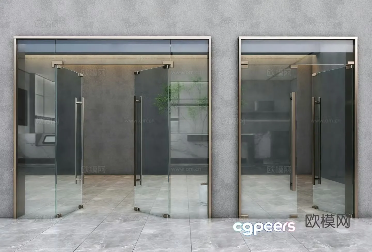 Modern double-open glass door Office glass door Glass double-open door Commercial door Door Glass 3D model