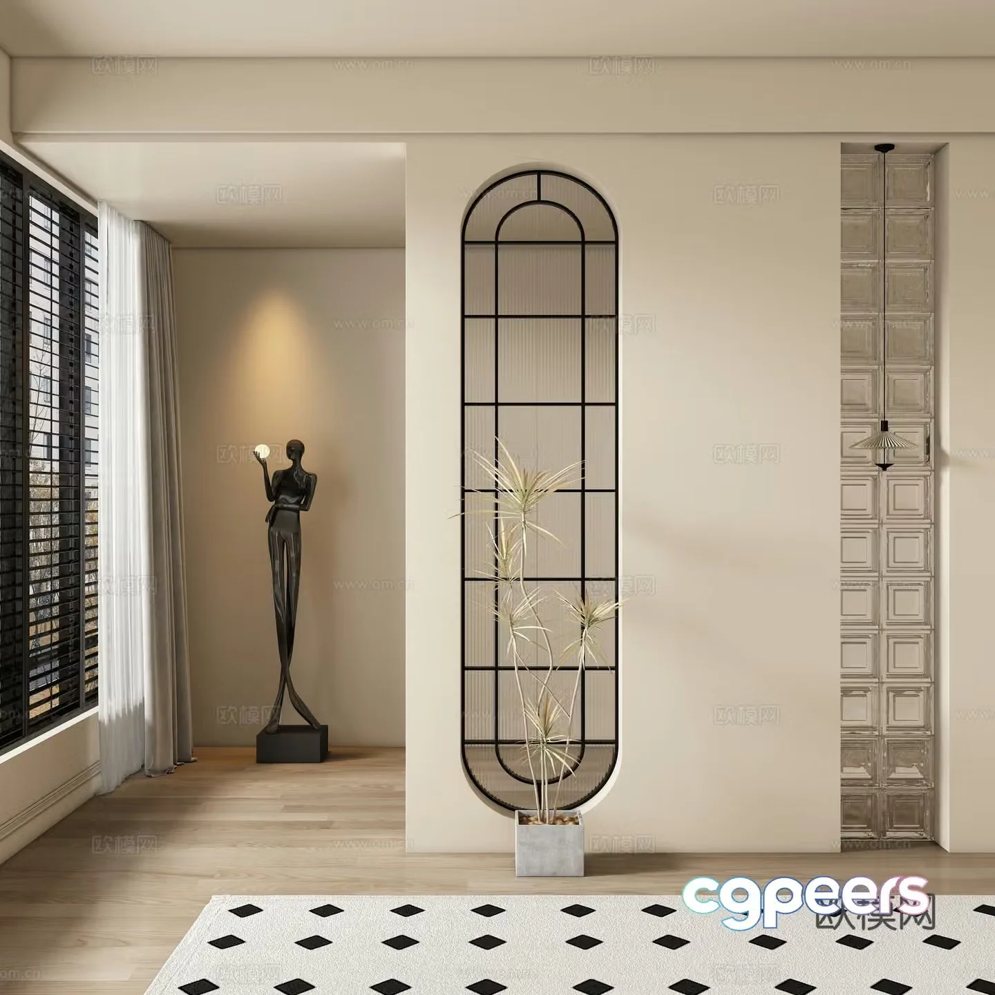 Modern medieval style entrance hallway partition 3D model