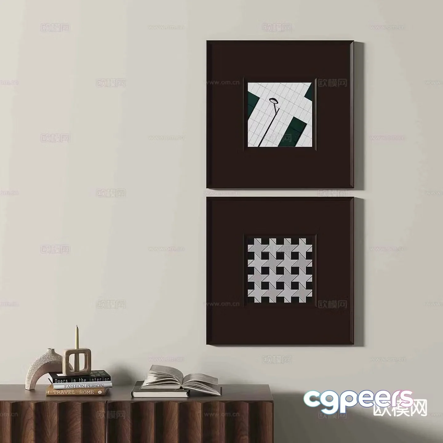 Wabi-sabi retro hanging painting abstract painting decorative painting 3D model