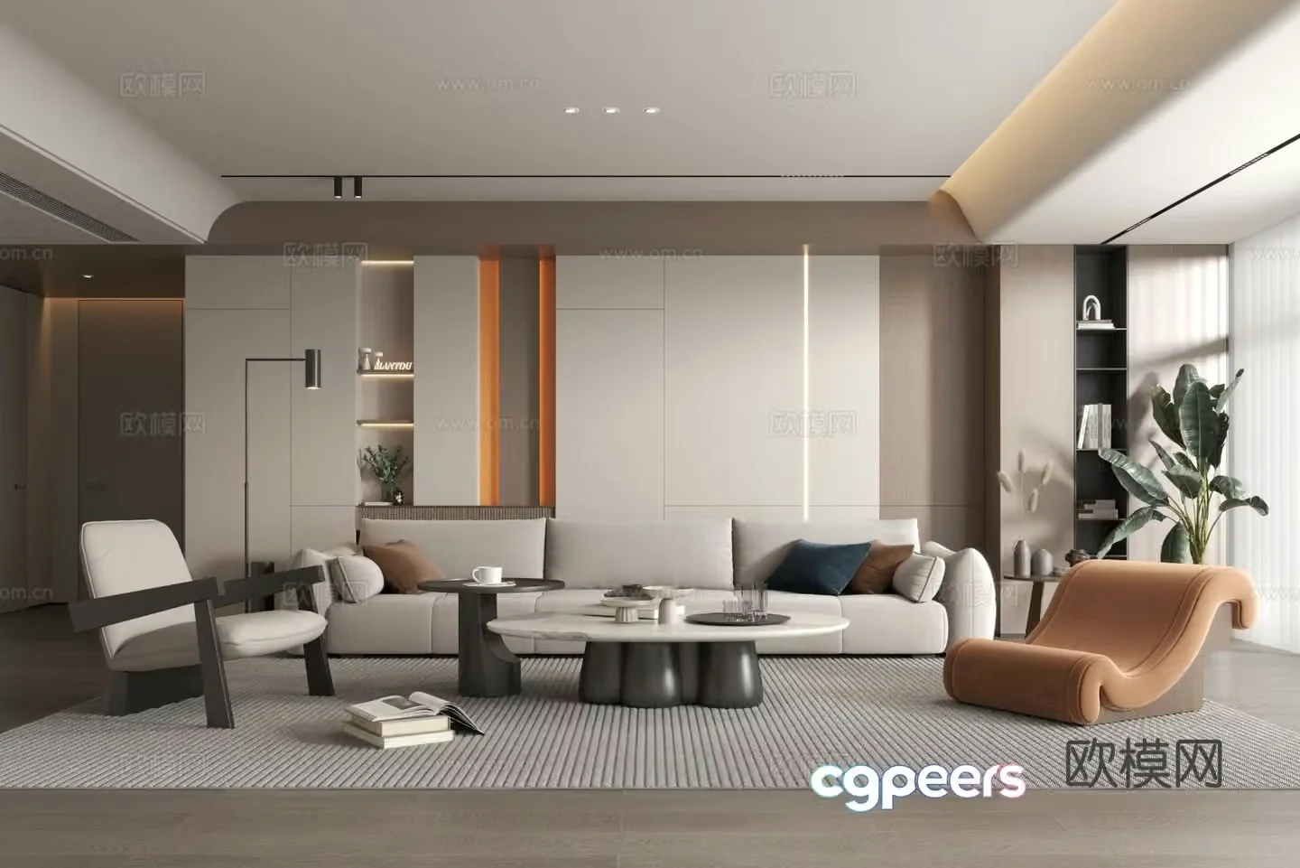 Modern living room sofa and coffee table combination simple living room modern simple living room 3D model