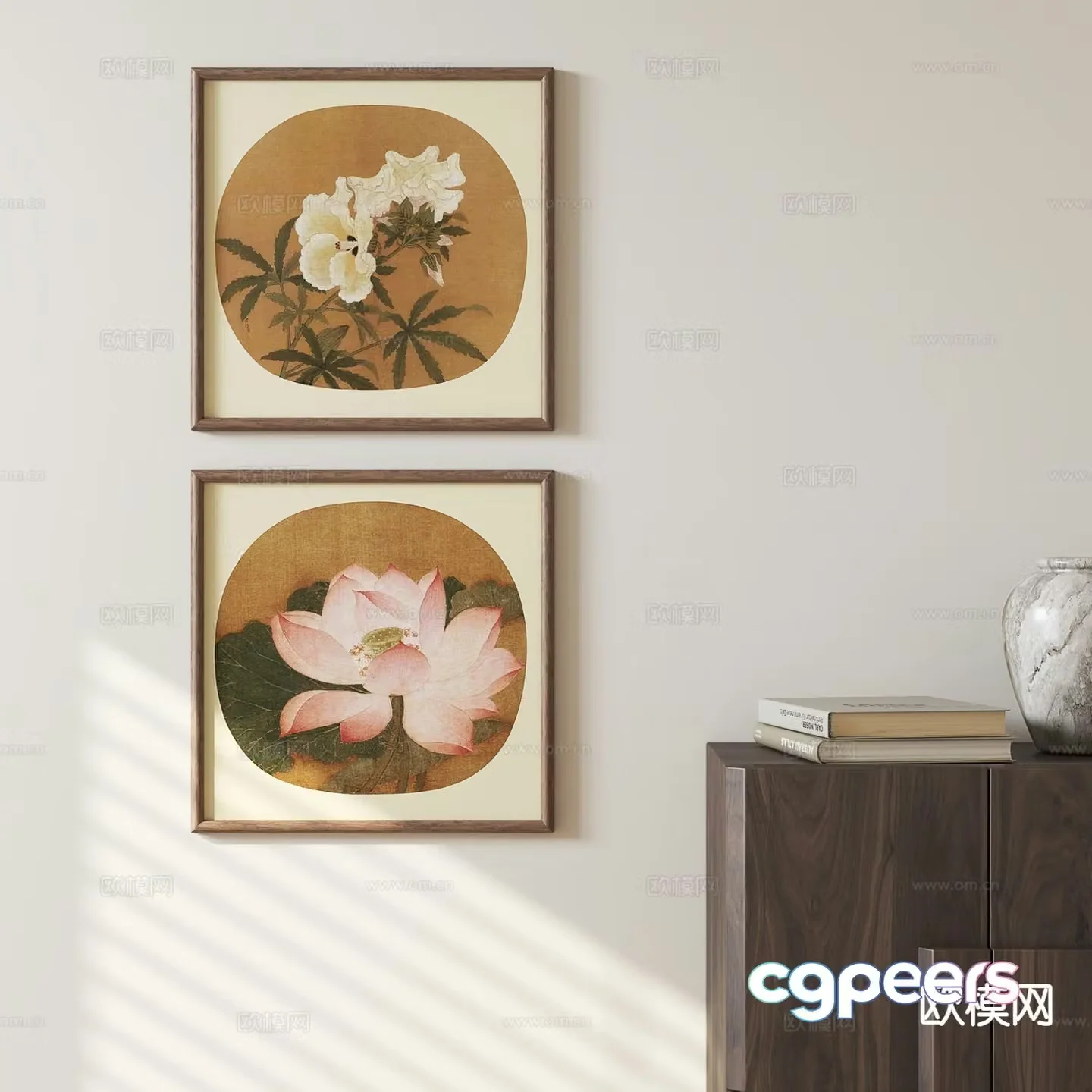 New Chinese style flower hanging painting 3D model