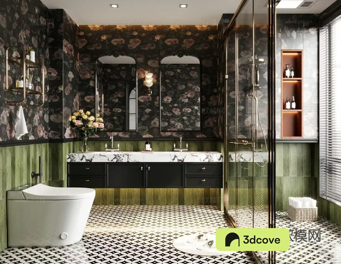French retro style bathroom cabinet bathtub toilet