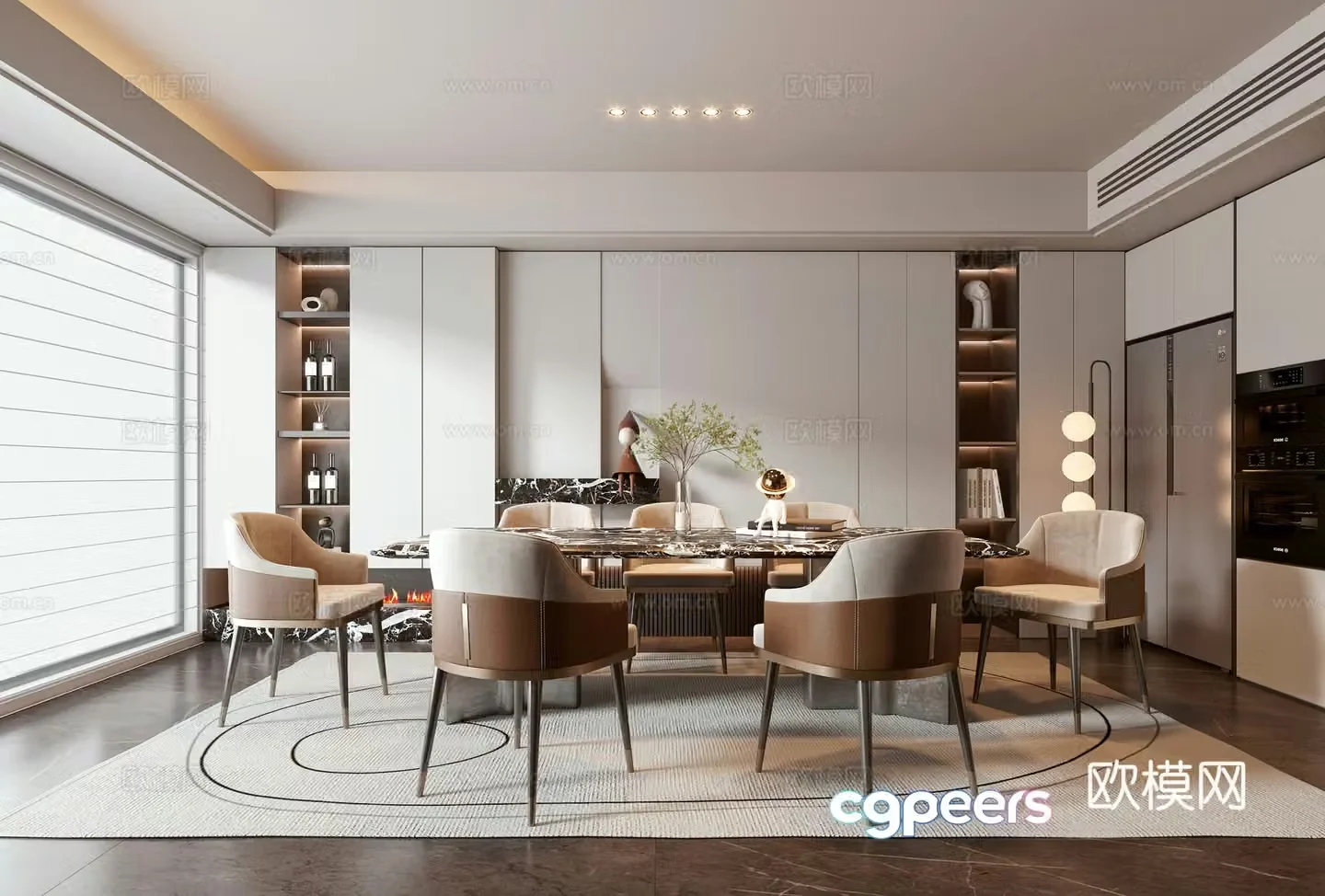Modern light luxury restaurant 3D model