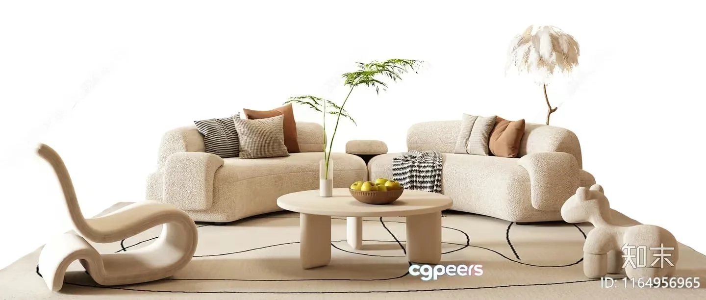 Modern Living Room 3D Model – 4333 – VRAY Render