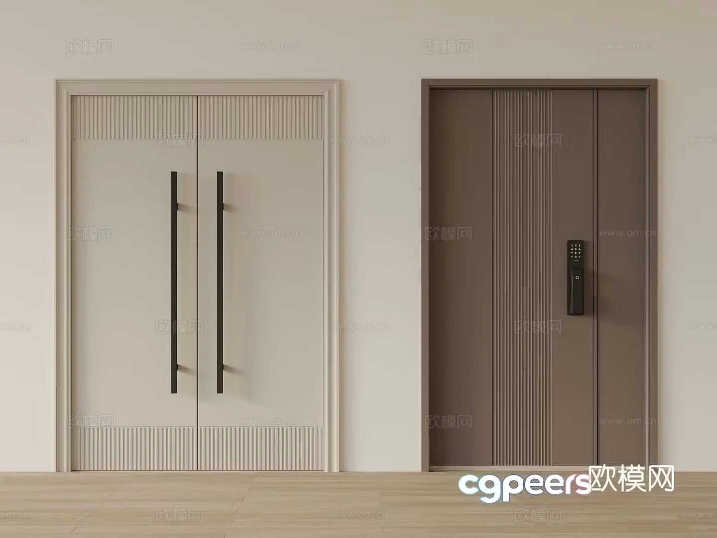 Modern anti-theft door entrance door safety door double door double door double door 3d model