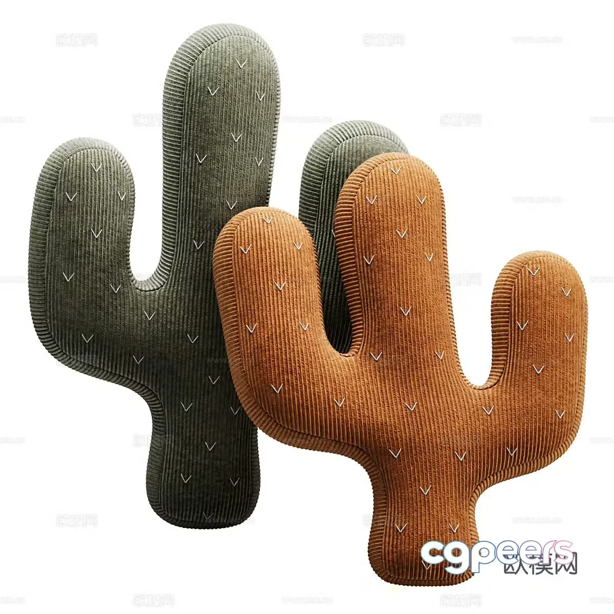 Modern Cream Style Cactus Pillow 3D Model