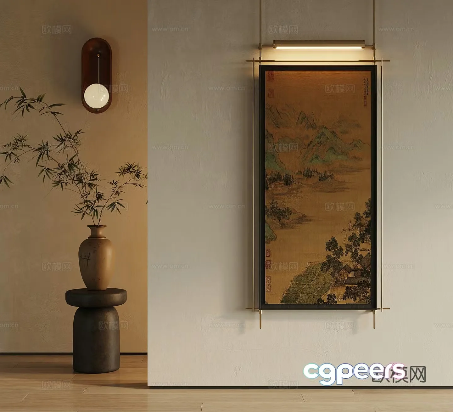 22 hanging paintings medieval style hanging paintings decorative paintings green plants 3D model