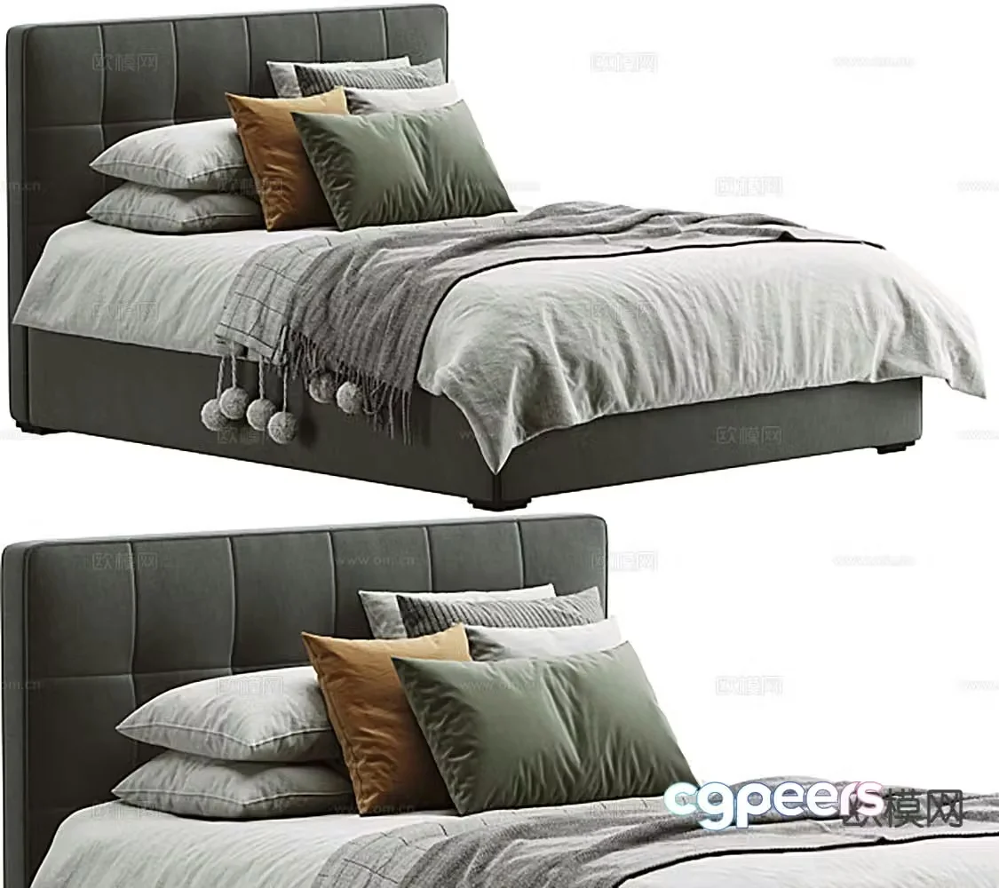 Modern double bed 3d model