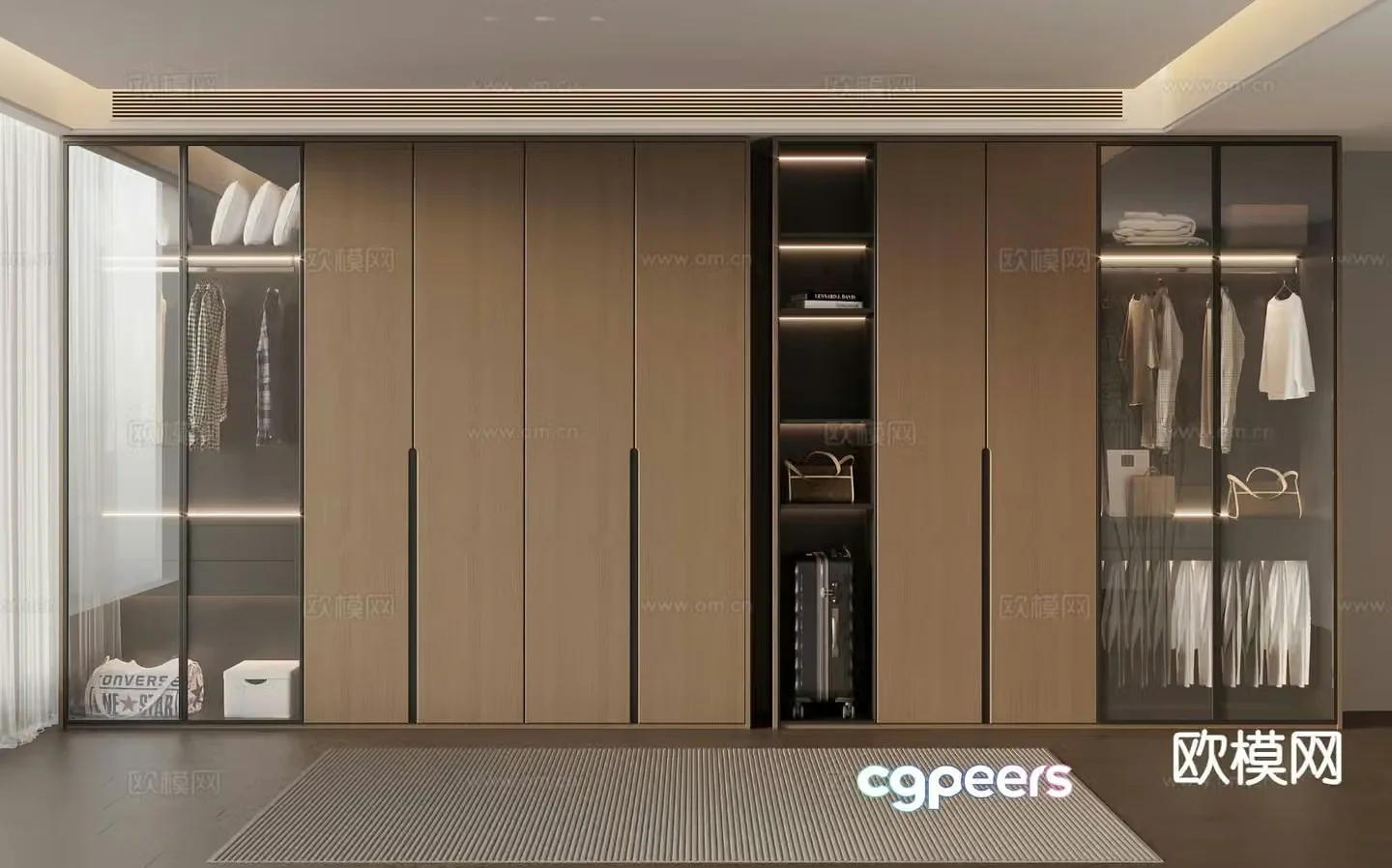 Italian style integrated wardrobe 3D model