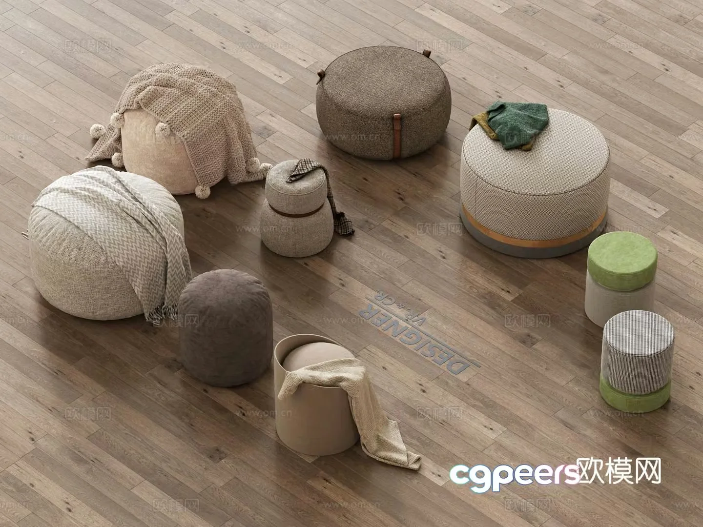 Modern stool round stool low stool sofa stool 3d model