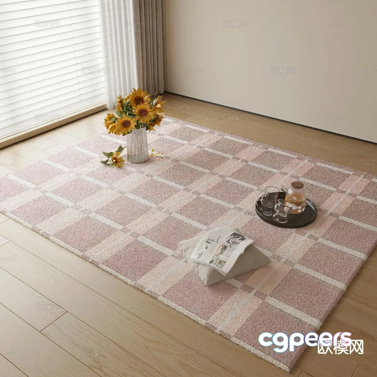 Modern carpet square rug 3d model