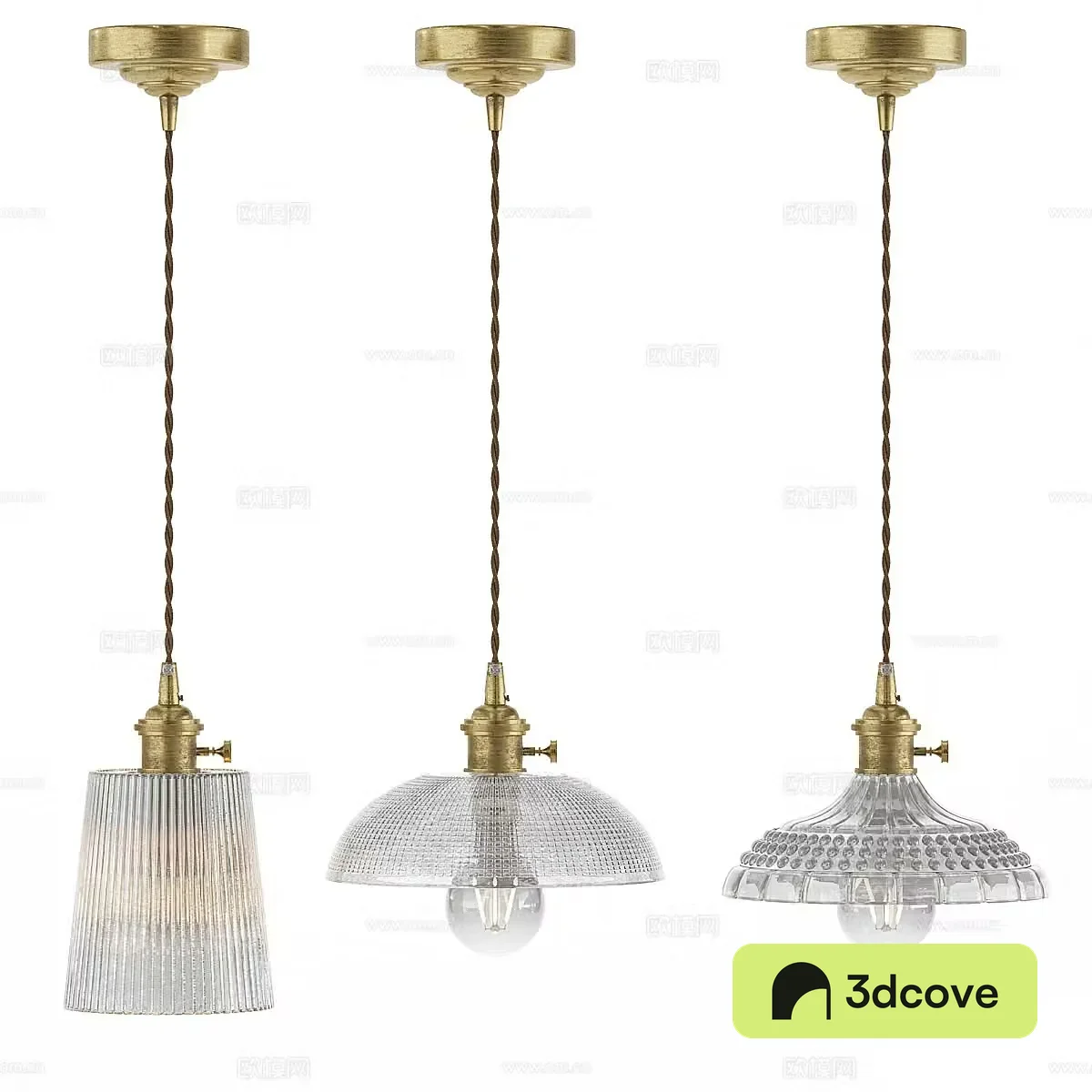 American retro textured glass chandelier