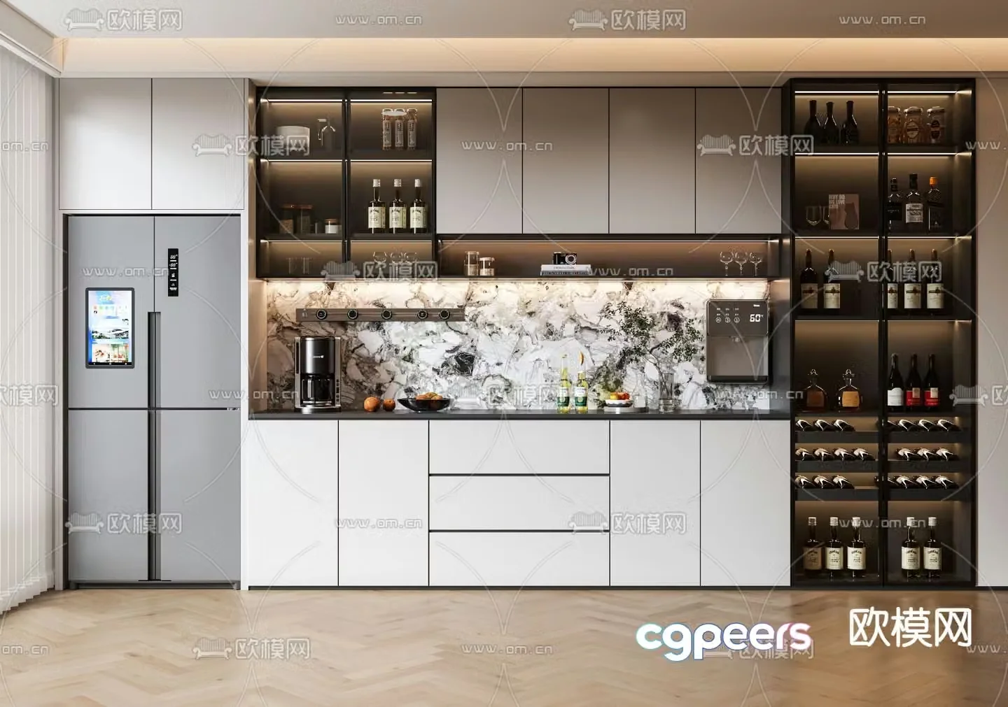 Modern wine cabinet sideboard 3d model