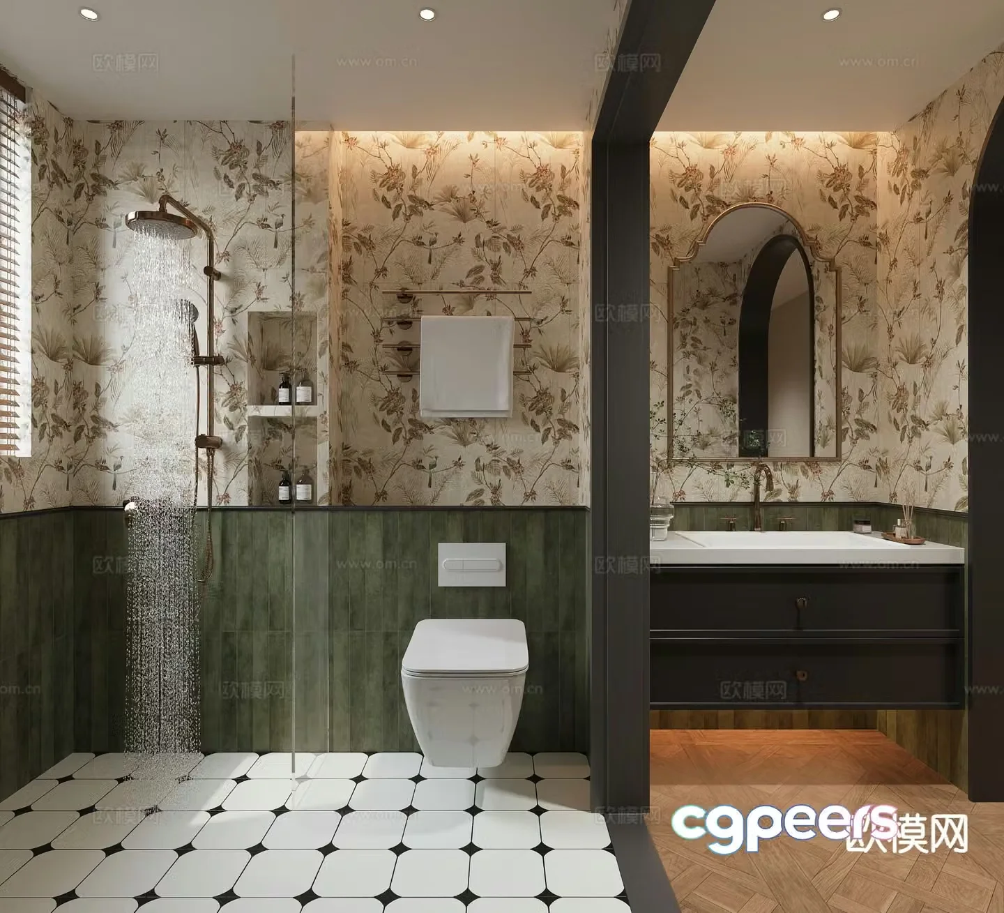 Medieval style retro bathroom bathroom 3d model