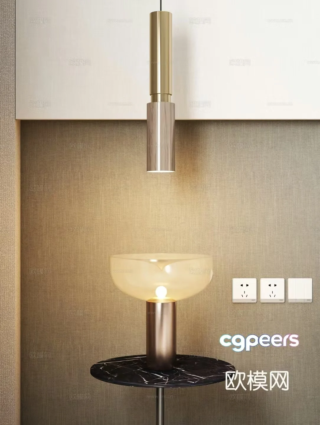 Light luxury chandelier table lamp 3d model