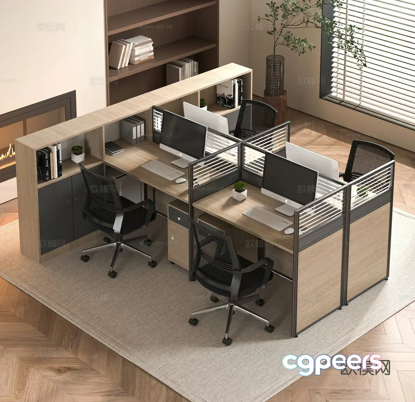 Modern office desk and chair combination 3D model