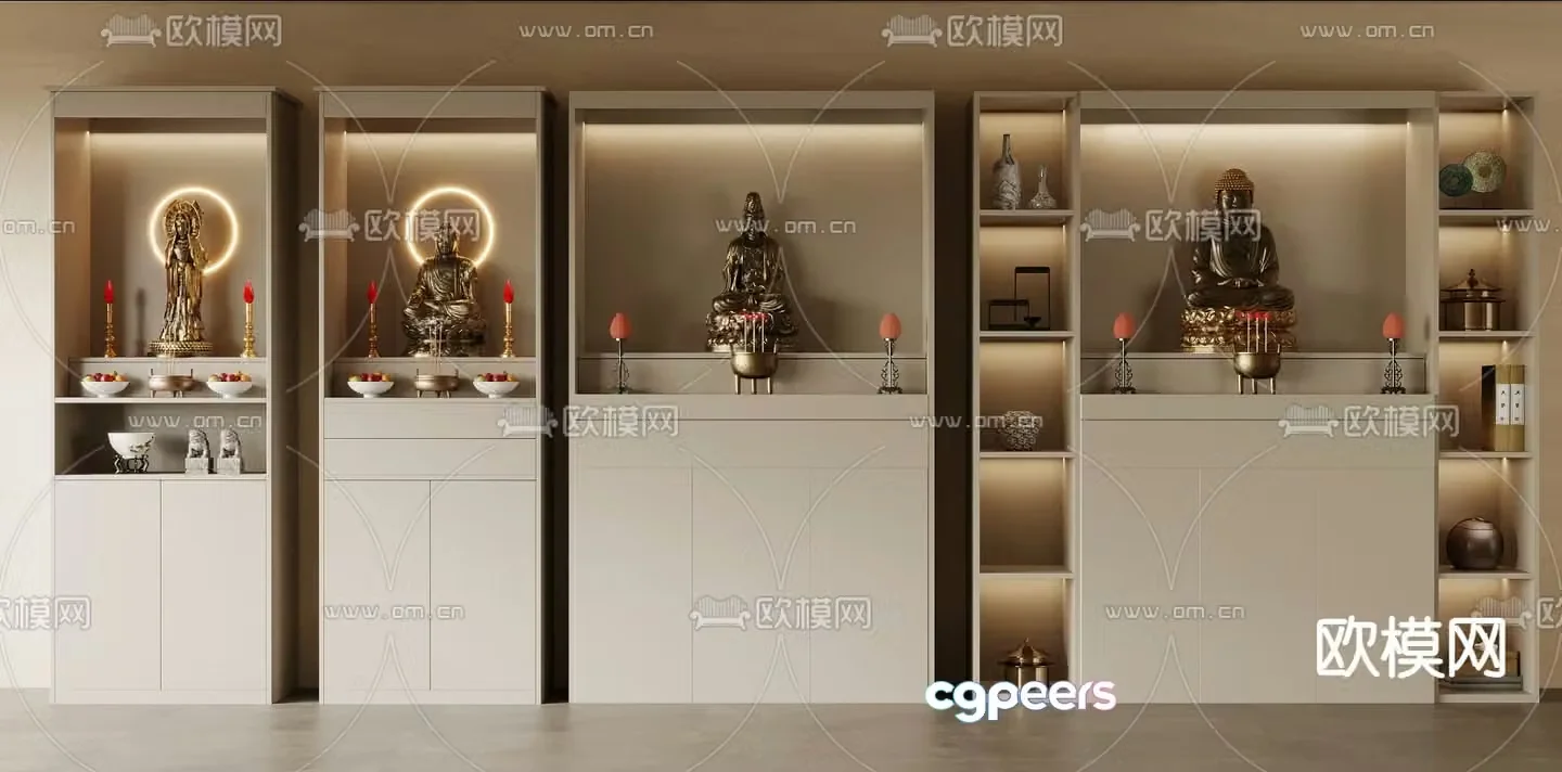 Modern Buddhist niche cabinet 3d model