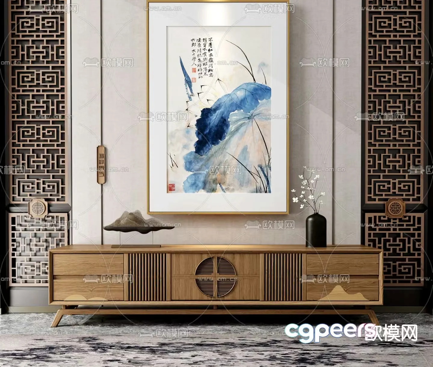 New Chinese style TV cabinet 3d model