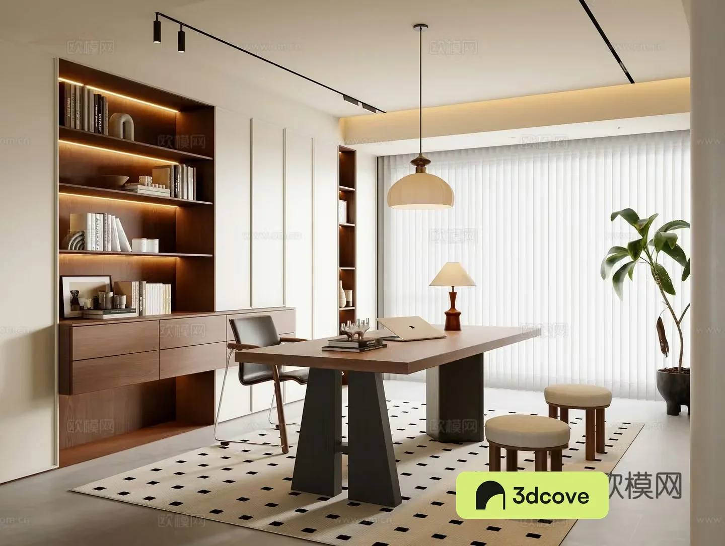 Middle-aged study room 3D model