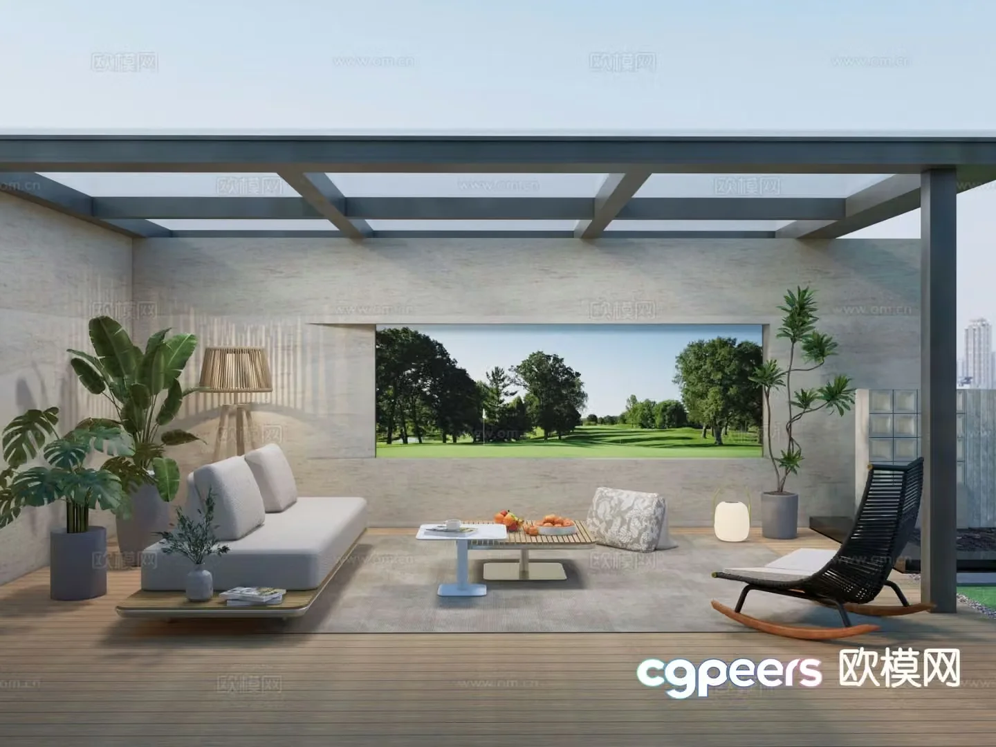 Modern courtyard garden courtyard landscape 3d model