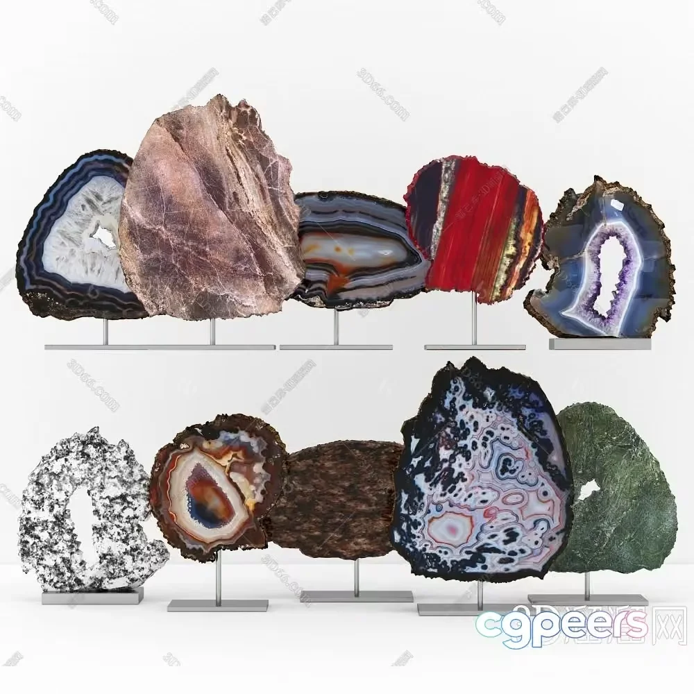 Agate Geode Slices 3D Model – 18491 – VRAY Render