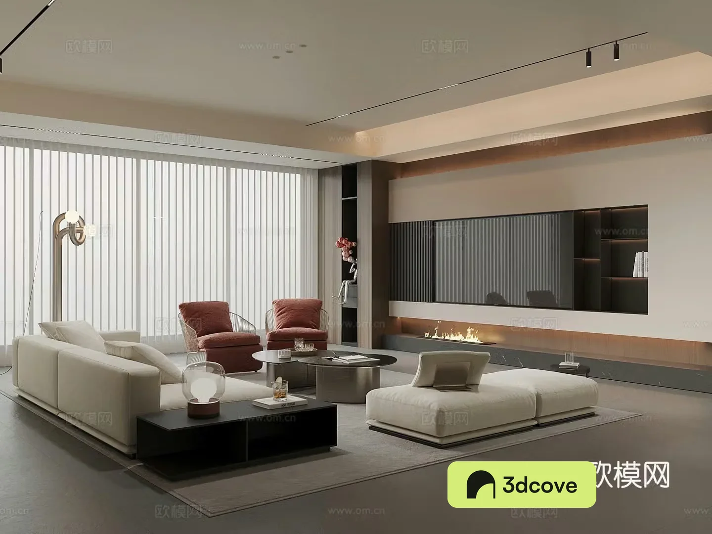 Modern living room TV background wall sofa coffee table combination