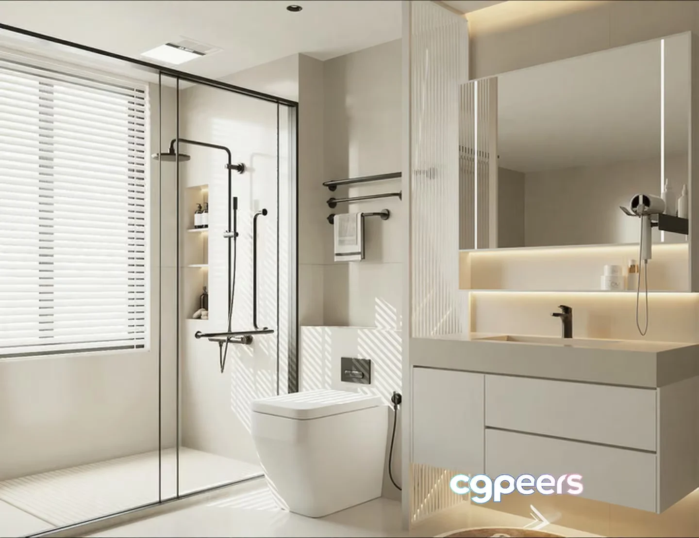 Modern White Bathroom 3D Model – 5998 – VRAY Render