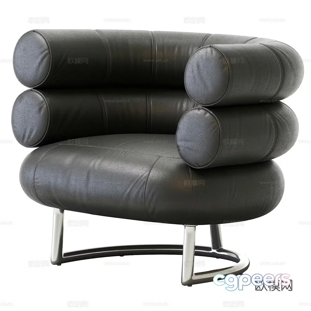 Light luxury sofa stool Light luxury single sofa Leather single sofa Leather single sofa Leather single sofa Leather 3D model