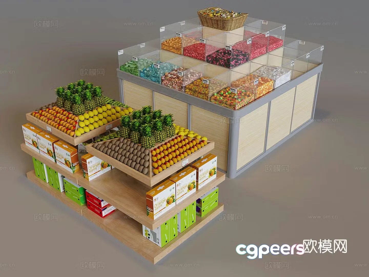Supermarket fruit display shelves Candy display shelves 3D model