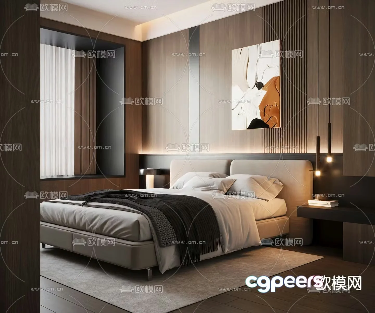 Italian double bed 3d model