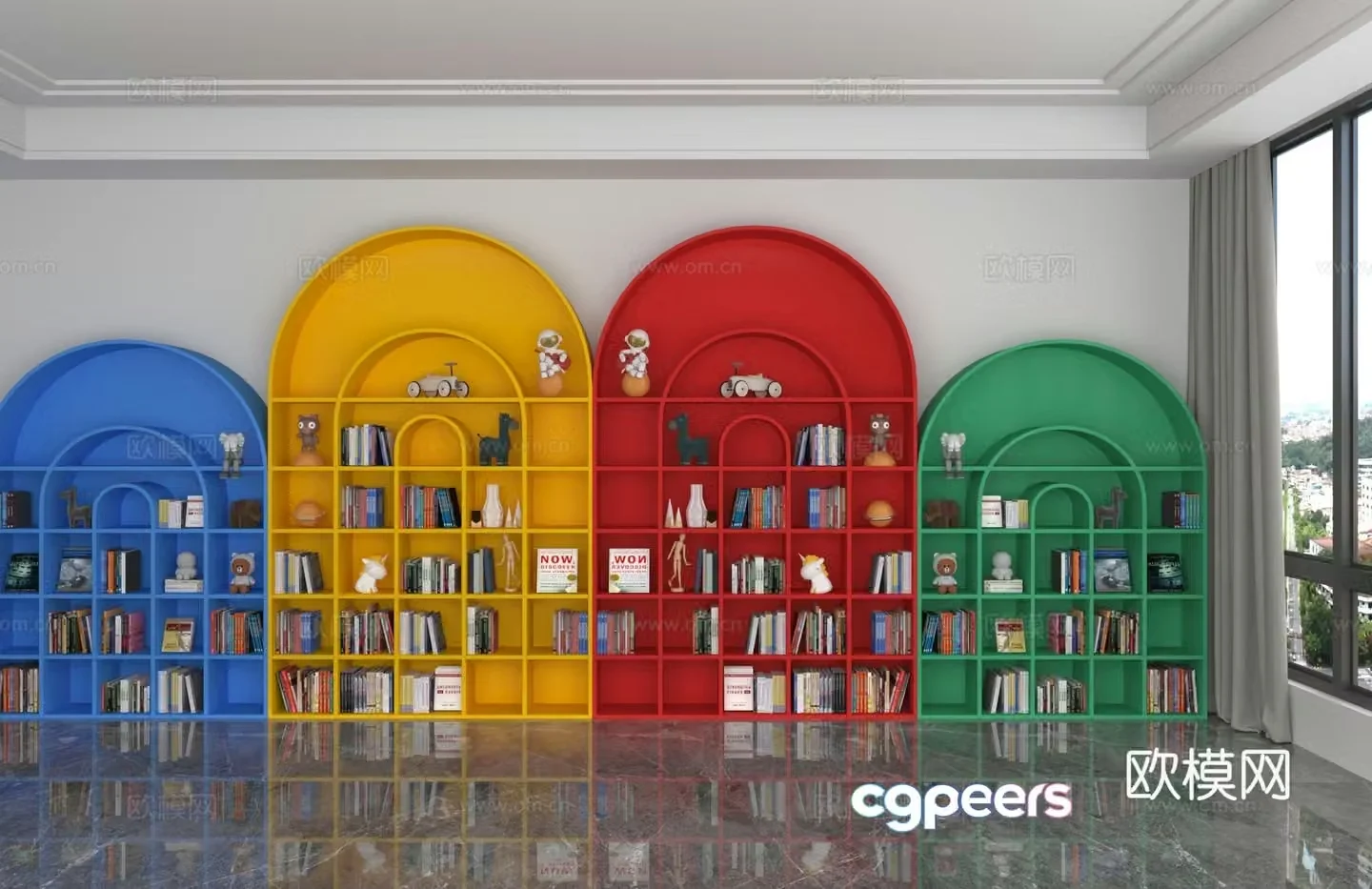Modern dopamine bookcase 3d model