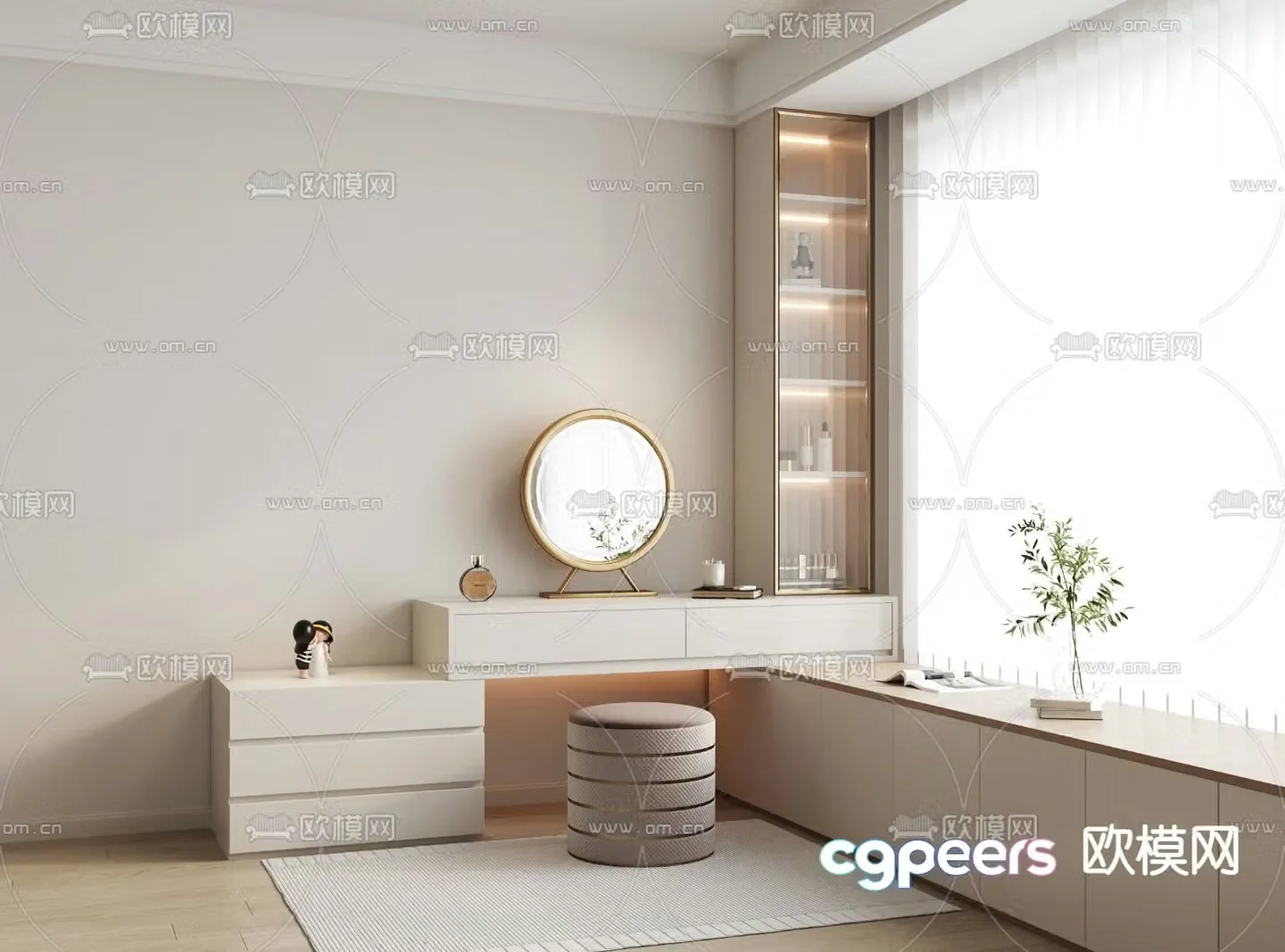 Cream style dresser 3d model