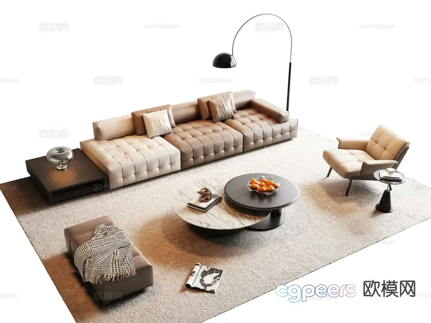 Italian sectional sofa 3d model