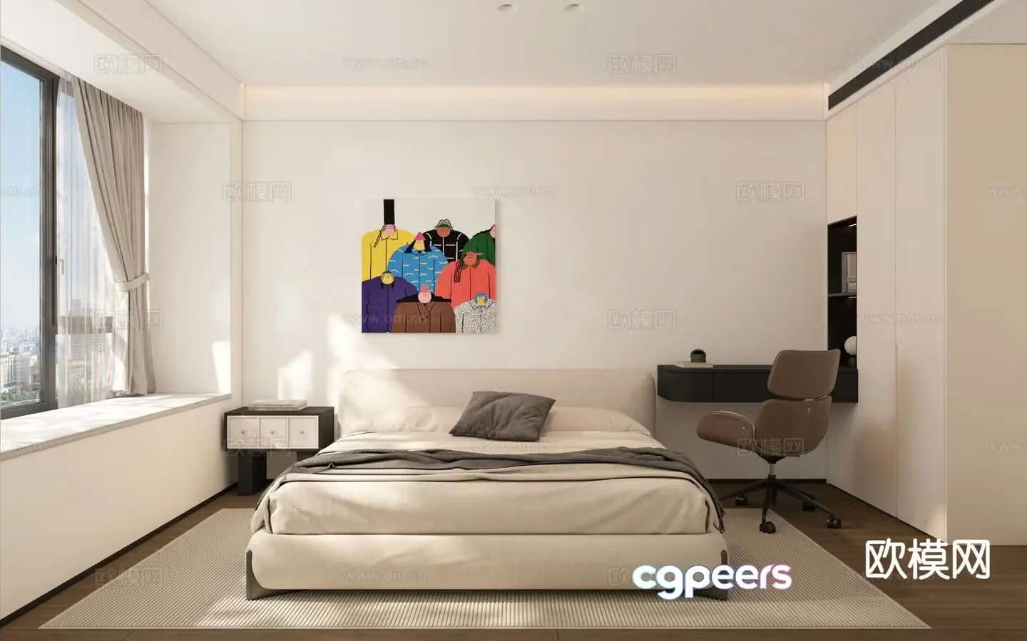 Cream style bedroom master bedroom 3d model
