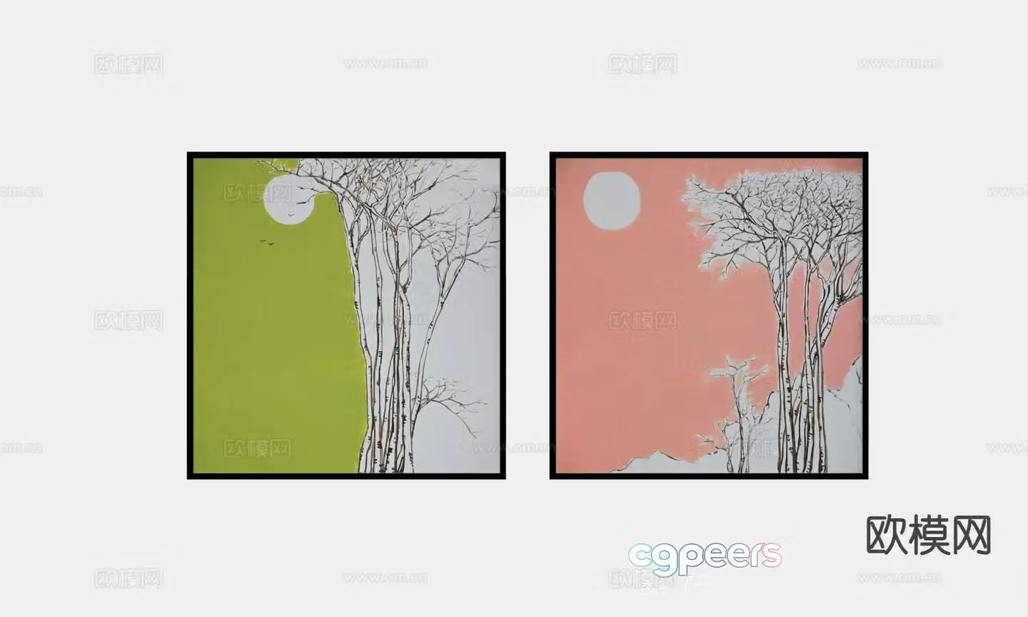 Nordic abstract painting decorative painting 3d model