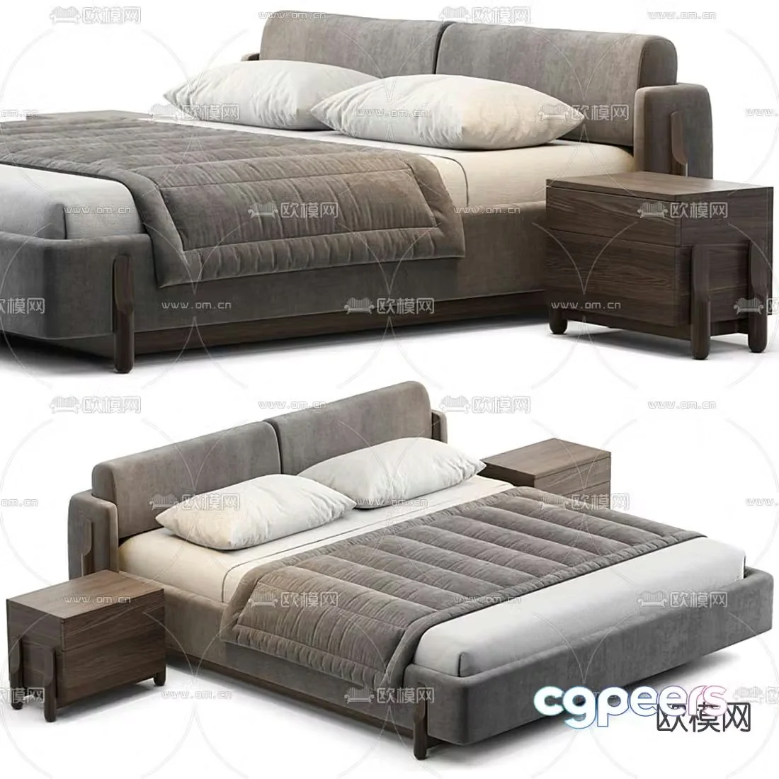 Meridiani modern fabric double bed 3d model