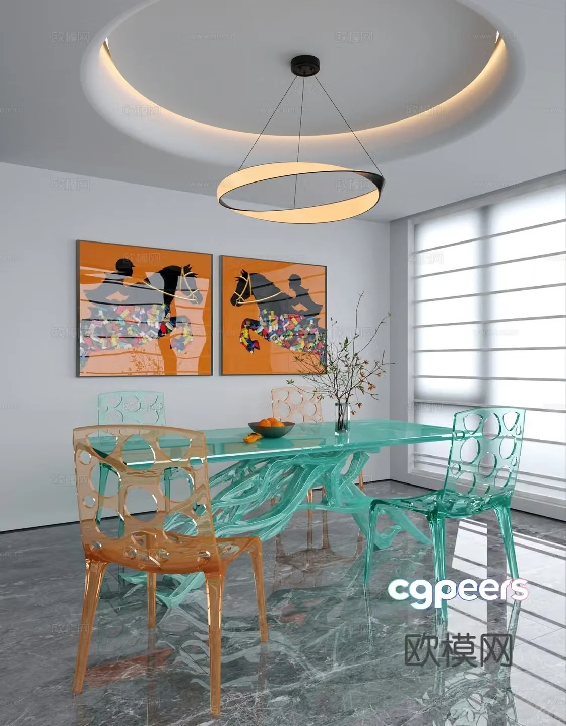 Modern casual table and chair 3d model