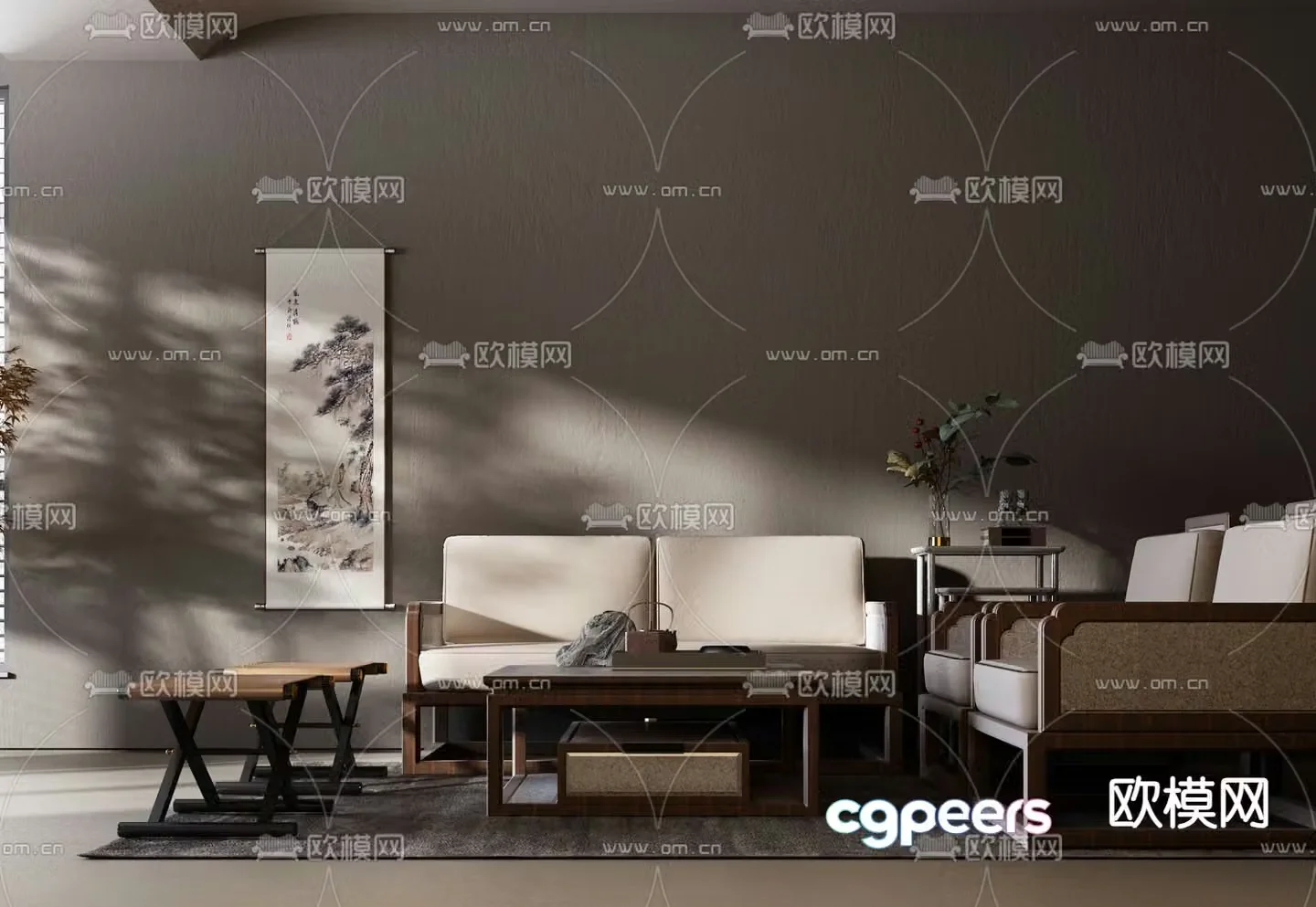 New Chinese style modular sofa 3d model