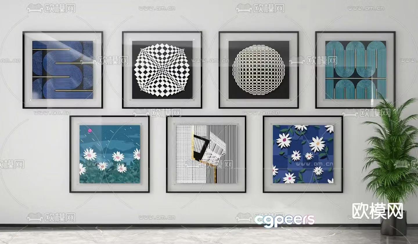 Art hanging painting decorative painting 3d model