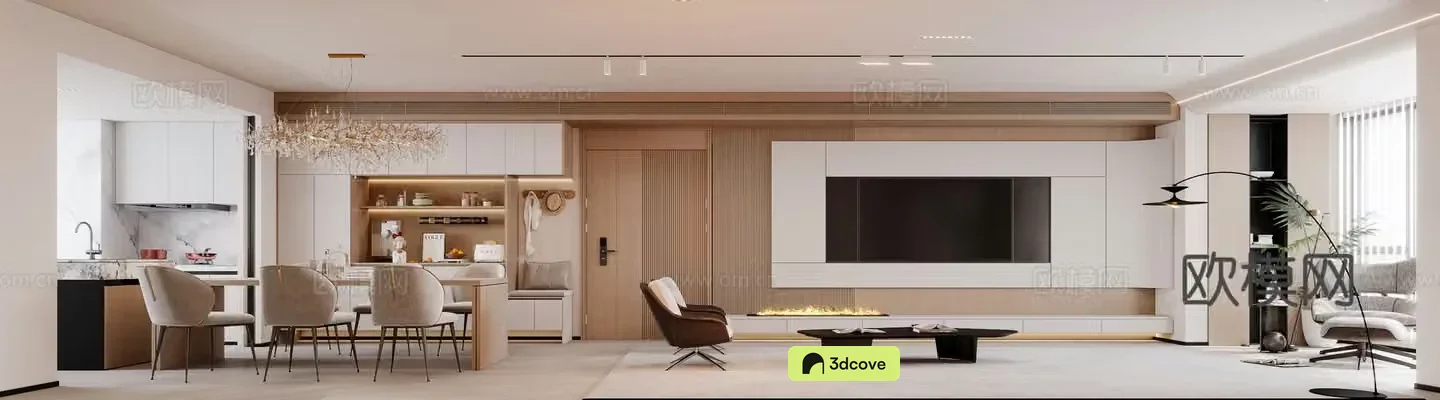 Modern log living room