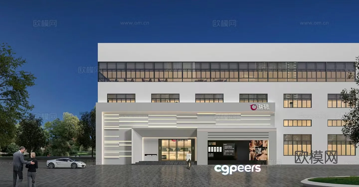 Beauty salon facade door head 3d model