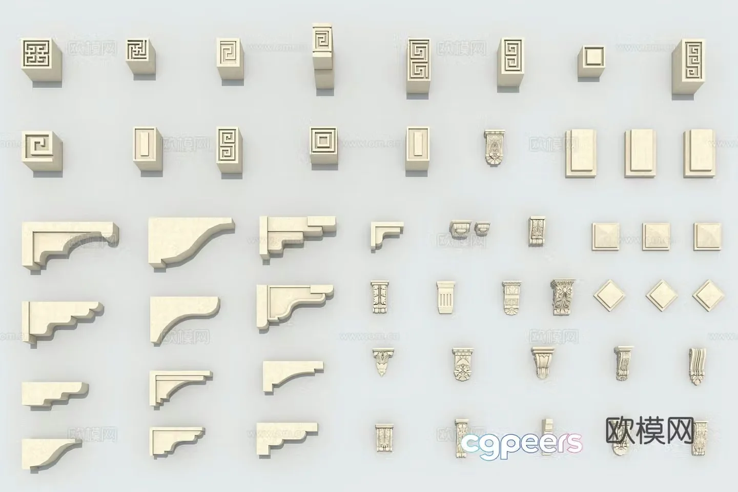 Chinese carved component beam 3D model