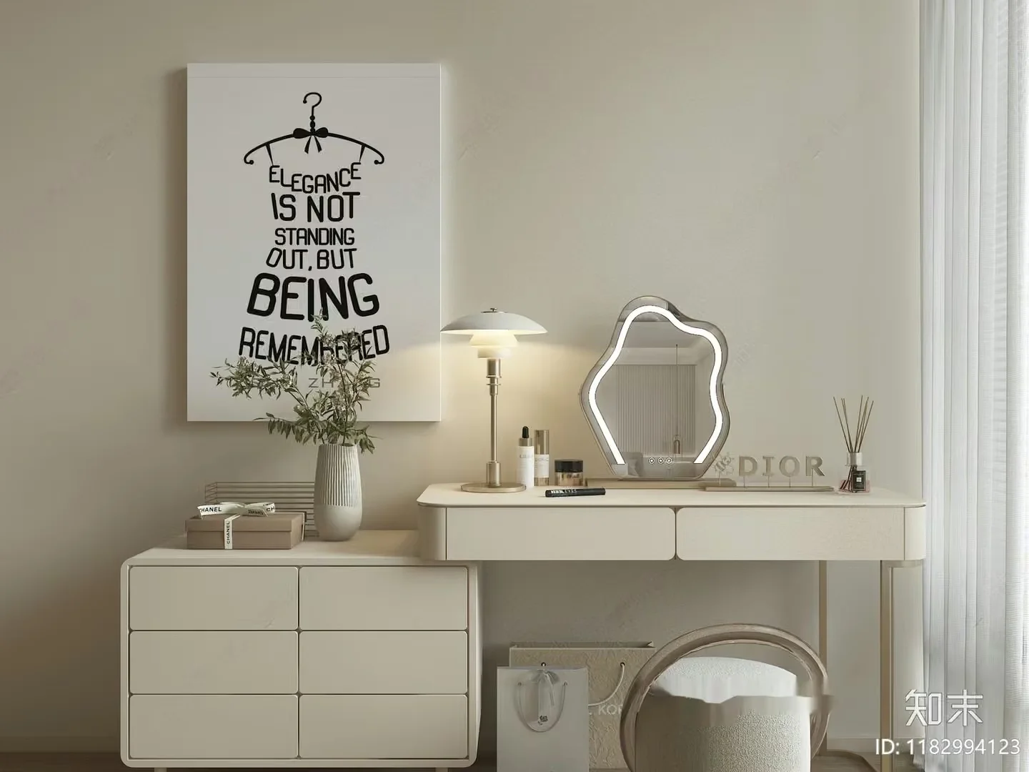 A White Vanity Table 3D Model – 7516 – VRAY Render