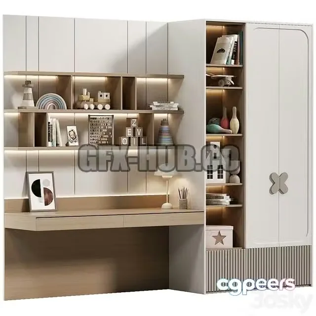 3ds Max Free – Children’s wardrobe in a modern style