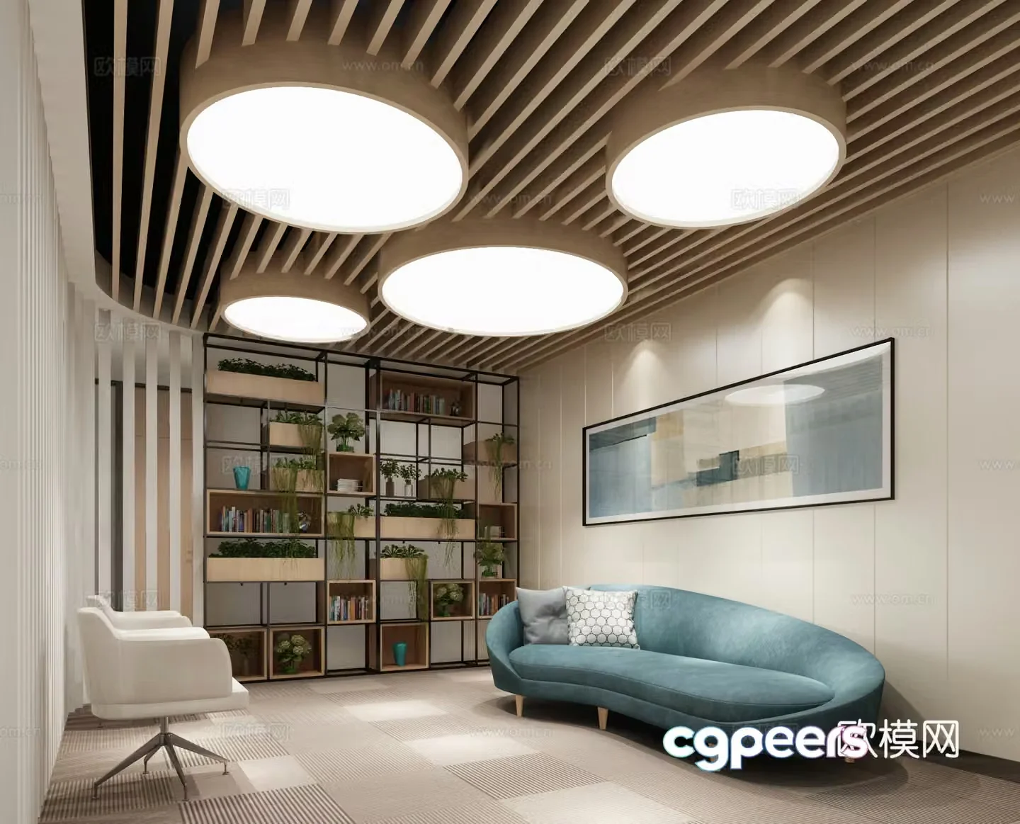 Modern negotiation room rest area 3D model