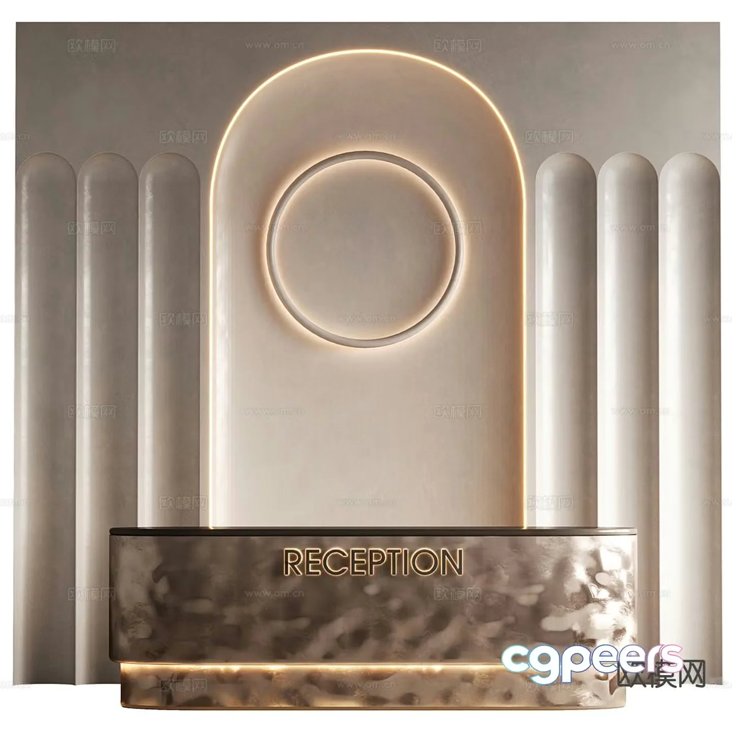 Light luxury reception desk front desk information desk 3D model